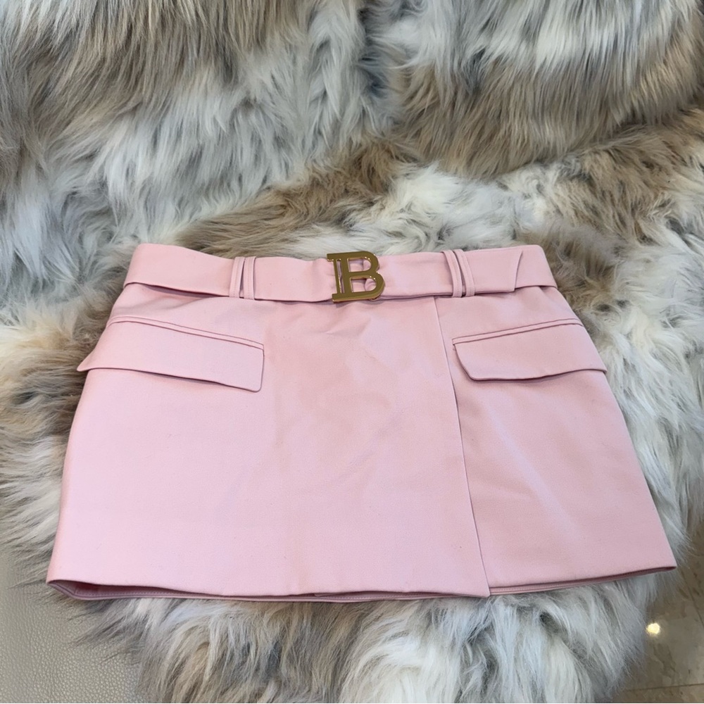 Balmain Pink Belted Mini Skirt 🩷